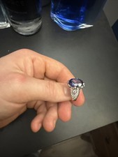 PAJ 925 Sterling Blue Crackle Quartz Statement Ring