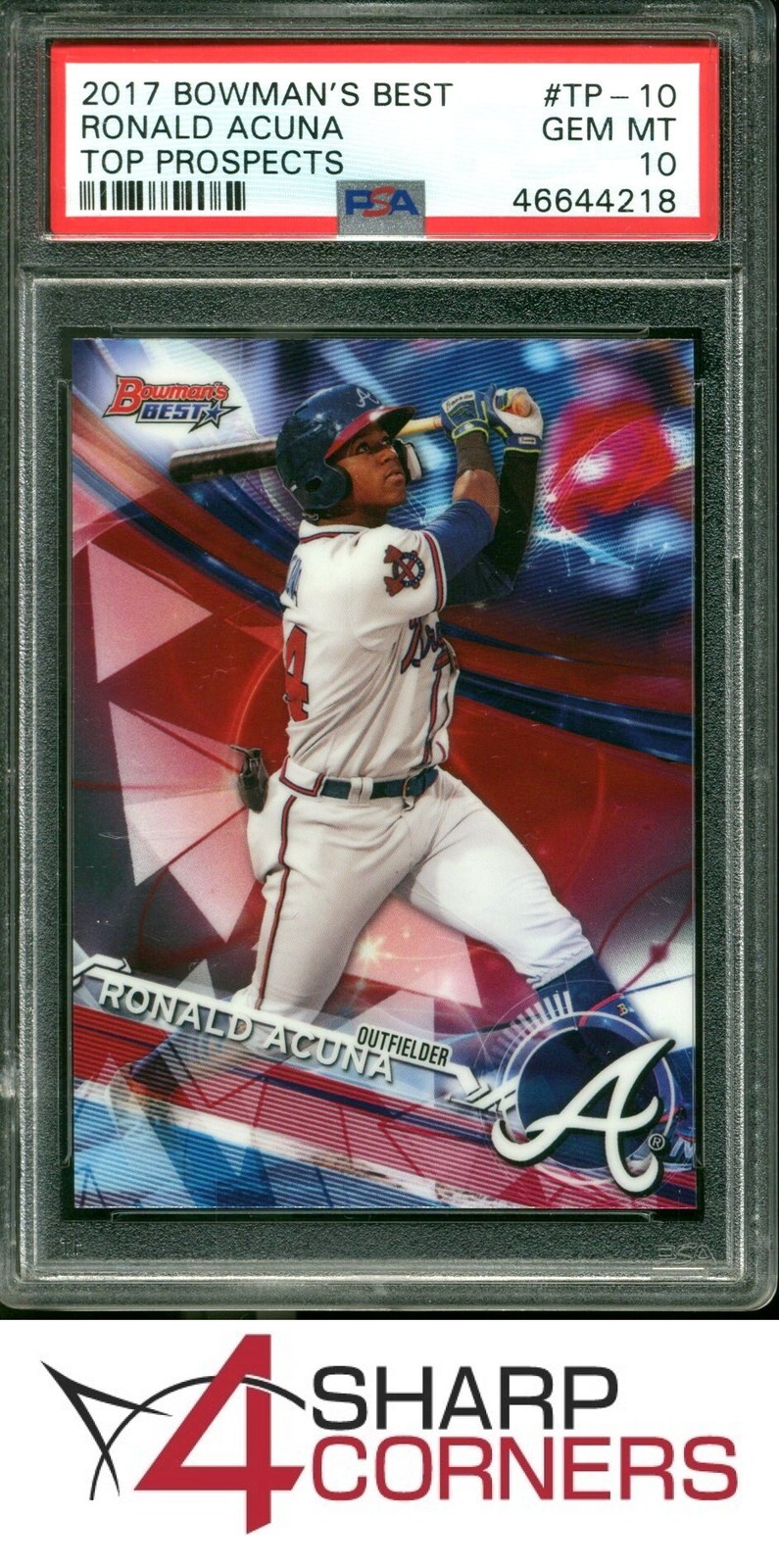 2017 BOWMAN'S BEST TOP PROSPECTS #TP-10 RONALD ACUNA JR. RC PSA 10