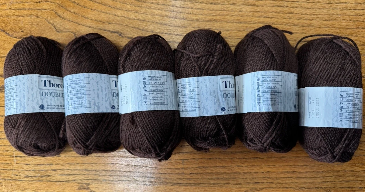 "THOROBRED"DOUBLE KNIT*8PLY*50GRX6~100%WOOL~BROWN BALLS~BNWT*NEW ZEALAND*