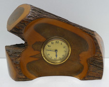 VINTAGE AUSTRALIAN MULGA WOOD BEDSIDE DESK CLOCK