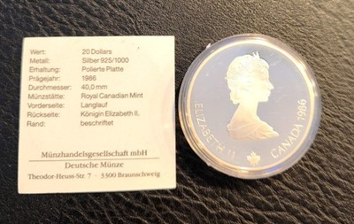 20 Dollars Canada 1986  Calgary 1988    mit Plastikhülle = 39,58 g