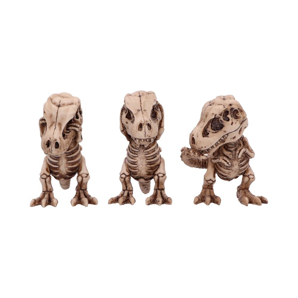 Three Wise Tyrannosaurus Rex Skeleton Figurines