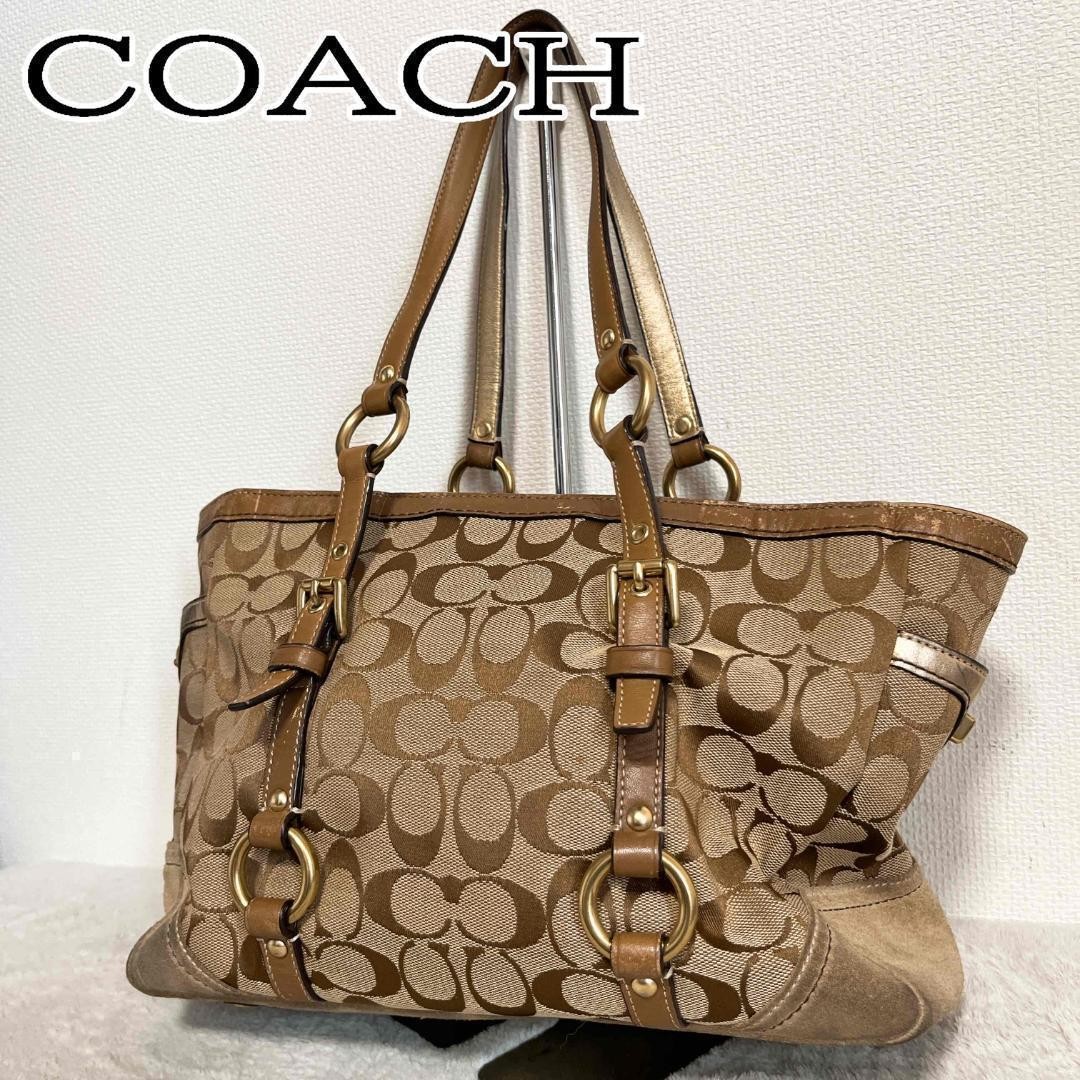 COACH Signature Brown Tote Bag with All-Over Pattern PC9P9G