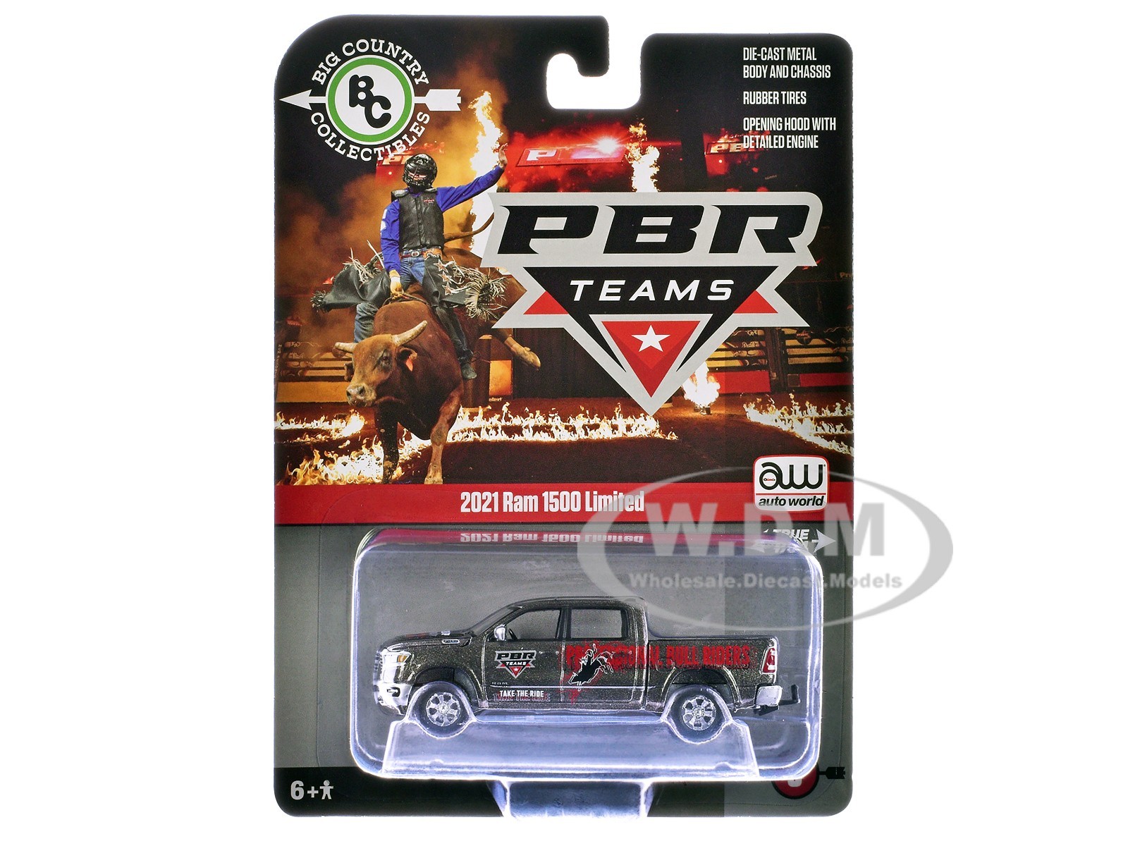 2021 RAM 1500 ЛИМИТИРОВАННЫЙ ПИКАП PBR 1/64, ИЗГОТОВЛЕННЫЙ НА ЗАКАЗ КОМПАНИЕЙ AUTO WORLD AWBC003-AWSP202
