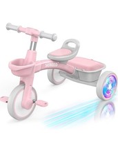 SEREED Colorful Lighting Toddler Tricycle for2-5 Years Old Girls,Adjustable Seat