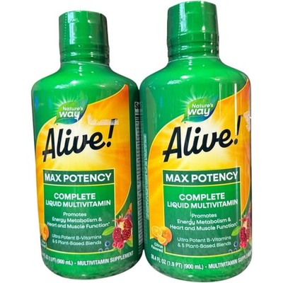 (2) Nature's Way Alive! Max Potency Liquid Multivitamin 30.4 Fl Oz. Citrus 11/26