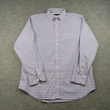 Banana Republic Shirt Mens XL 17-17.5 Purple Gingham Non Iron Long Sleeve