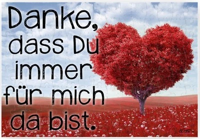WB WOHN TRENDS Puzzle-Botschaft eckig ~ Danke, dass Du immer für mich da bist - Herz/Baum ~ 12