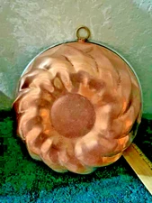 Antique Copper Mold Primitive Kitchen Copper, 8” Diameter
