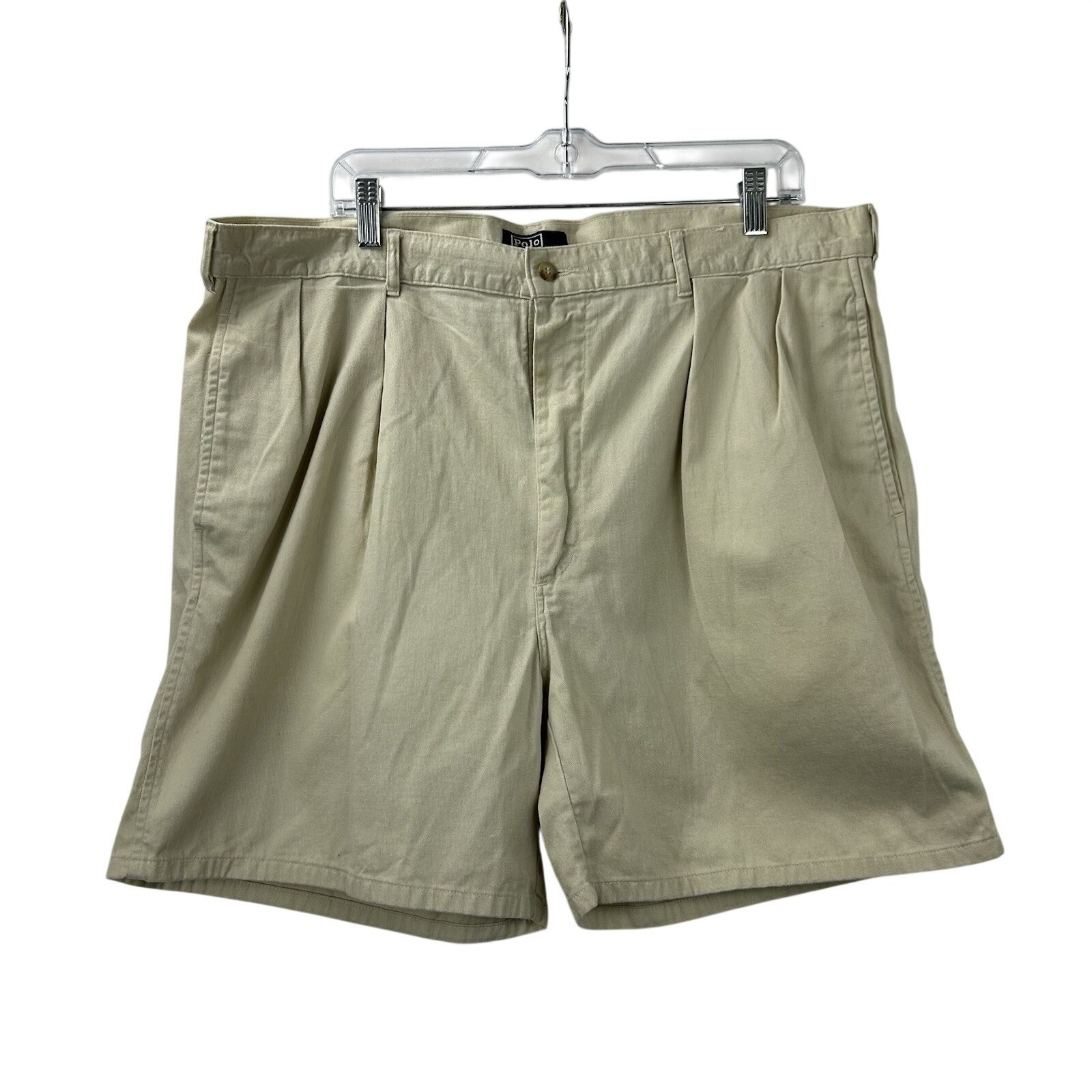Vintage 90s Polo Ralph Lauren Shorts Mens 40 Khaki Pleated Chino 7” Preppy USA