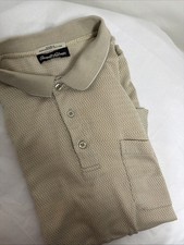 Vintage Arnold Palmer Polo Shirt Mens Large Brown Chevron SS Cotton 1/4 Button