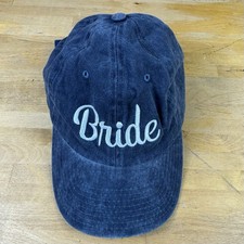 Bride Baseball Cap Hat Bachelorette Dalix Embroidered White On Navy Blue Cotton