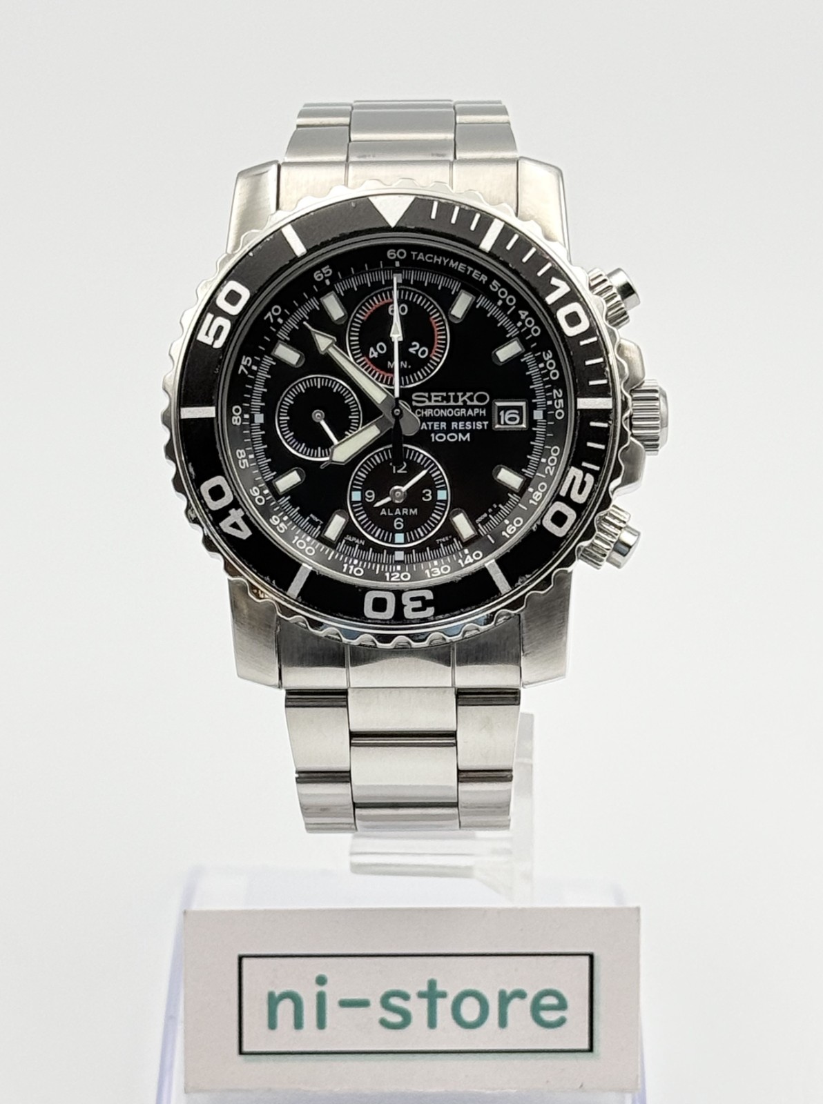 SEIKO Chronograph 7T62-0CV0 Quartz Watch Black Dial / Wrist 17cm (6.7in) -Rank B