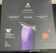 Andis eMERGE Detachable Blade Cord/Cordless Clipper with T-84 Purple 5138