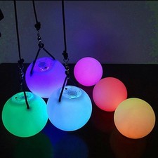 2Pcs Multicolor Glow POI LED Thrown Balls Light For Belly Dance Hand Prop UK