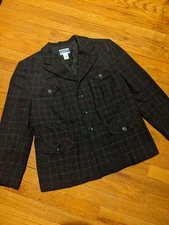 Vintage Pendelton Women's Wool Plaid Tweed Blazer Jacket sz 14 Plus