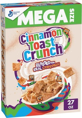 Cinnon Toast Crunch Breakfast Cereal, Crispy Cinnon Cereal, Mega Size