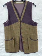 Ladies Suede And Tweed Lined Gillet. Size Small 36.