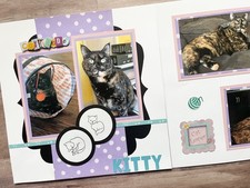 Cat Scrapbook pages, Premade Cat Pages, Kitten Scrapbook Layouts, Kitten Pages