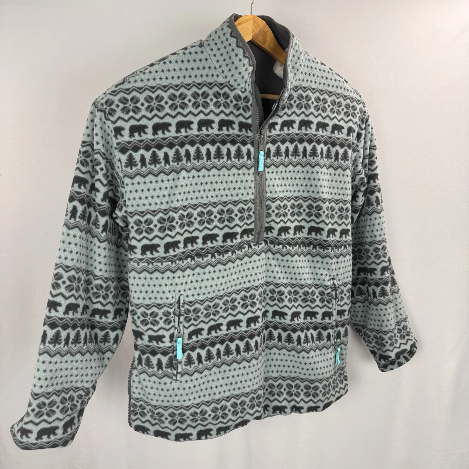 Chubbies Bear Hug Reversible 1/4 Zip Pullover Jacket Mens XL Gray Nylon Fleece - product detail image 2