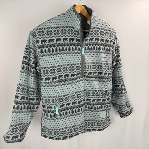 Chubbies Bear Hug Reversible 1/4 Zip Pullover Jacket Mens XL Gray Nylon Fleece image 2