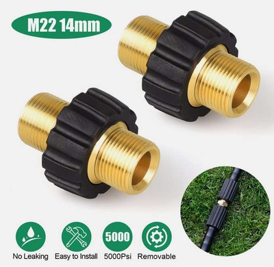 #ad 1 2X Brass Pressure Washer Connector Quick Connect Fitting M22 14mm Hose Adapter $9.65