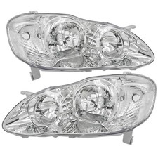 Chrome Housing Clear Lens Reflector Factory Style Headlights For 03-08 Corolla