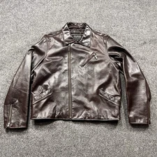 Vintage Wilson Leather Motorcycle Jacket Men XL Brown Moto Side Zip Biker Bomber