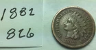 1882 Indian Head Penny;  VERY GOOD condition; #826