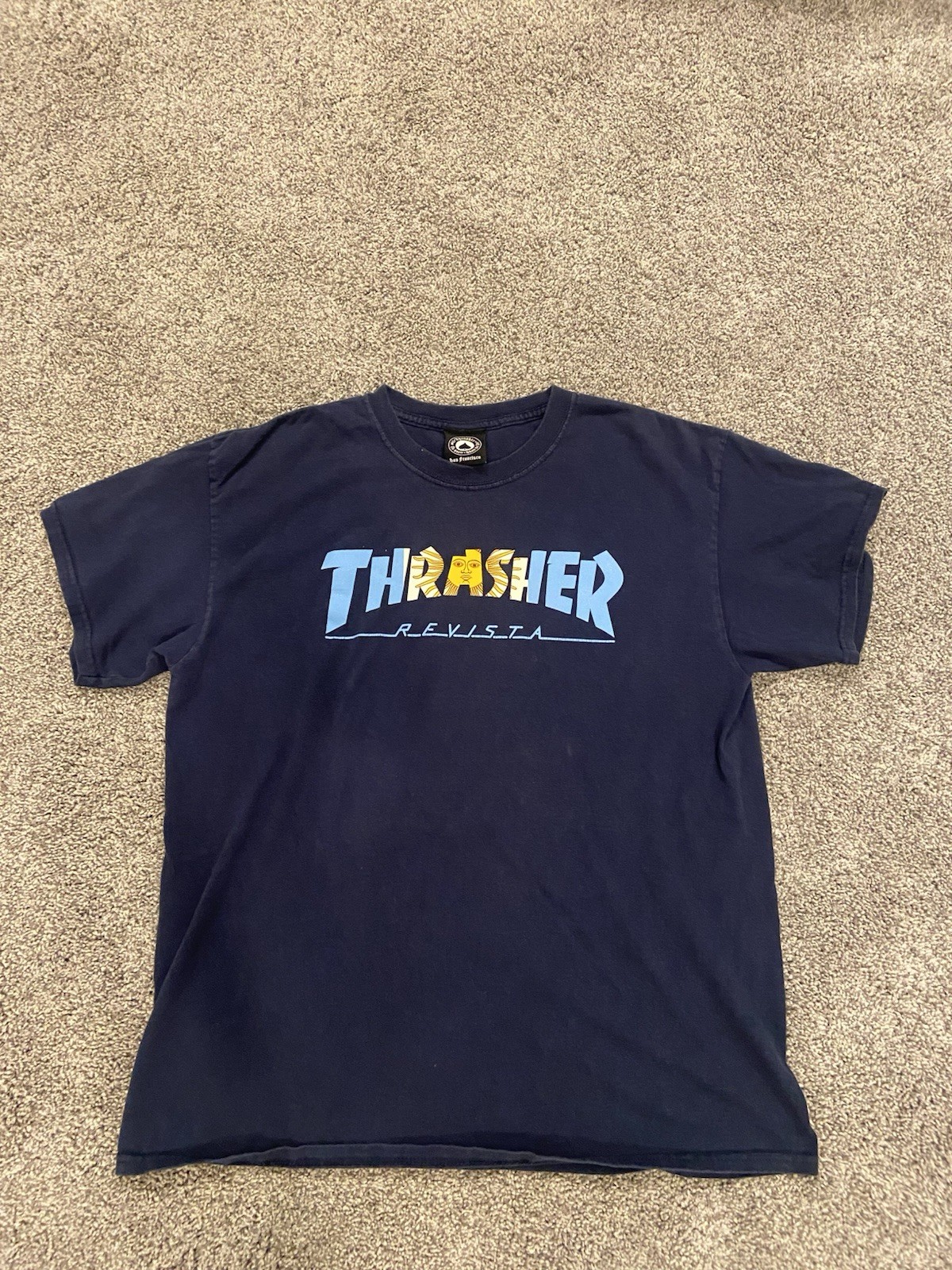 Thrasher T Shirt Adult Large Blue Revista Argentina Live To Skate Skate Or Die