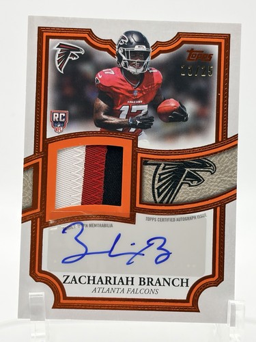 2026 Topps Zachariah Branch RC RPA Auto /25 Falcons Logo Football Jersey Patch
