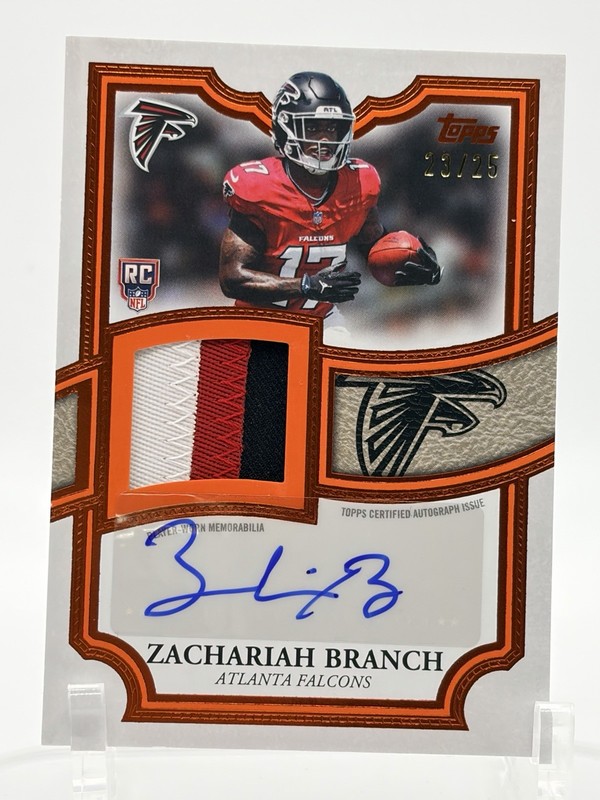 2026 Topps Zachariah Branch RC RPA Auto /25 Falcons Logo Football Jersey Patch