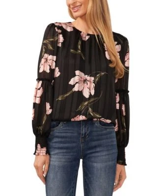 CeCe Womens Metallic Floral-Print Rich Black S 197123222485 S RT $79.0