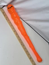 Vintage Clinton Toy Co Halloween Skull Club 1960's Bat Plastic Blow Mold Orange