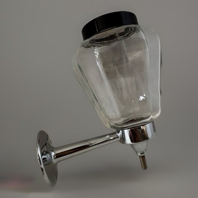Vintage 1940 s Wall Mount Glass Metal Liquid Soap Dispenser