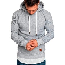 Men  s Casual Hoodie Pullover Sweatshirt Slim Fit Solid Color Pocket Top