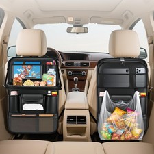 2 Pack Leather Car Backseat Organizer With Foldable Table Tray 2 Pack Leather Car Backseat Organizer With Foldable Table Tray