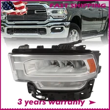 For 2019-2024 Ram 2500/3500 Headlight LED W/Bulb Reflector Black Left Driver