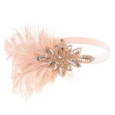 1920s Flapper Headband Ostrich Feathers Headpiece Roaring 20s Sequins Headban...