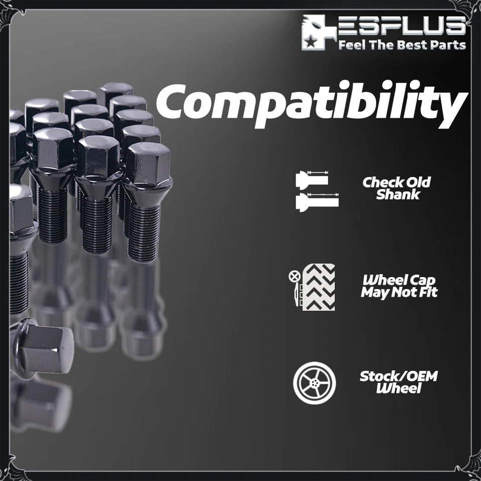 20 piezas perno de tuerca BMW M14x1,25 negro vástago 28 mm ajuste 2007-2018 X5 y 2008-2019 X6 Foto 4 de 4