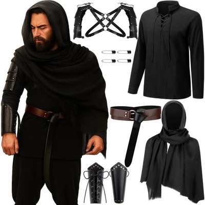 Leumoi 5 Pcs Mens Renaissance Costume Set X-Large, As Shown in the Figure 