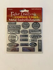 Paper Crafting Collection Metal Embellishments - Christmas Sayings - 18 Pc - NIP