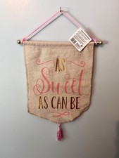 Baby Girl Nursery/Girls Bedroom Hanging Canvas Sign Decoration - NWT