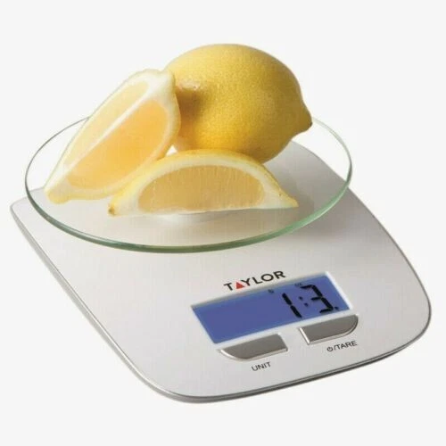 *NEW* Taylor DIGITAL KTICHEN SCALE Silver/White/Glass Model # 384521 *NEW*