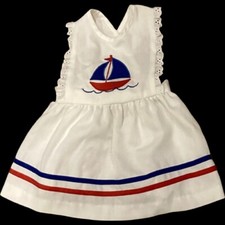 Vintage Sailboat Dress 12 Month Alyssa Dress White Lace Summer Jumper Girls
