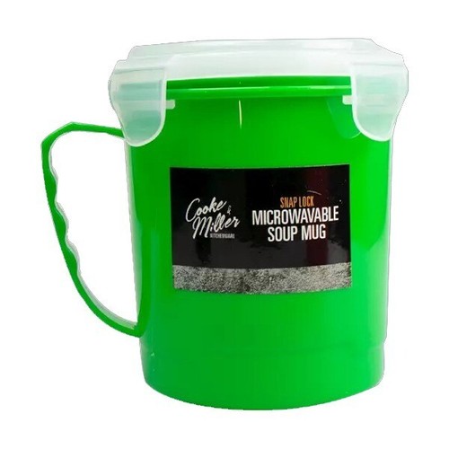 Tazza zuppa microonde 600 ml ciotola ermetica contenitore plastica con coperchio chiusura a clip - Foto 4 di 5