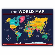 World map poster for kids Laminated