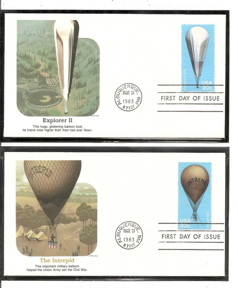 US SC # 2032-2035 And 2035a Balloons FDC . Albuquerque cancel. Fleetwood Cachet - Image 2 of 2