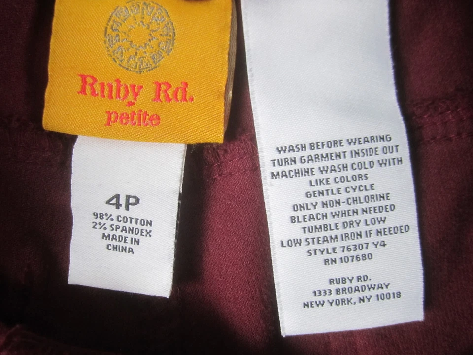 Ruby Rd Pants Womens 4P Petite Casual w/Pockets Stretch Fabric Tapered Leg - Image 4 of 4