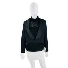 Rixo London New Black Otto Cropped Women's Tuxedo Blazer Jacket Size 6